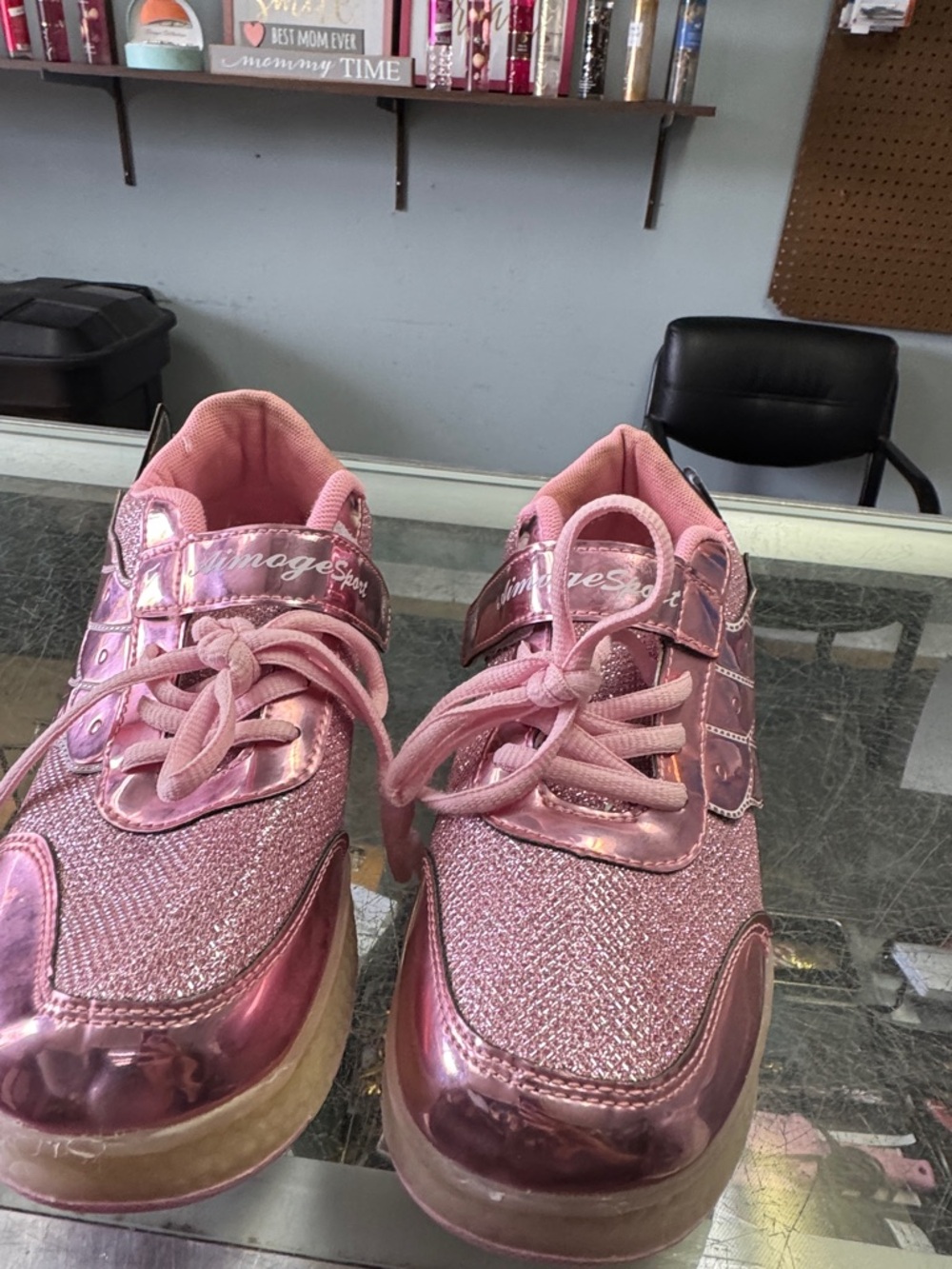 Pink Women's Sparkle Platform Sneakers - skate shoes